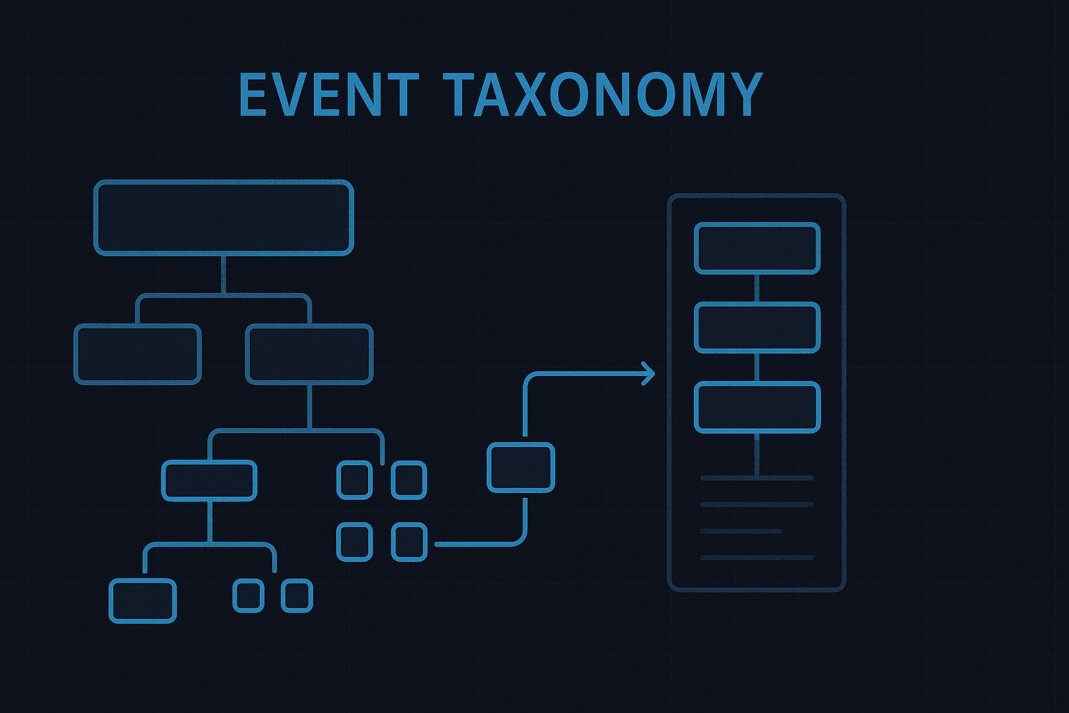 Structured event taxonomy diagram with connected audit event categories