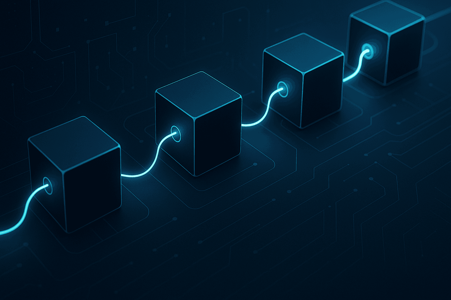 Visual representation of cryptographic hash chain blocks linked together